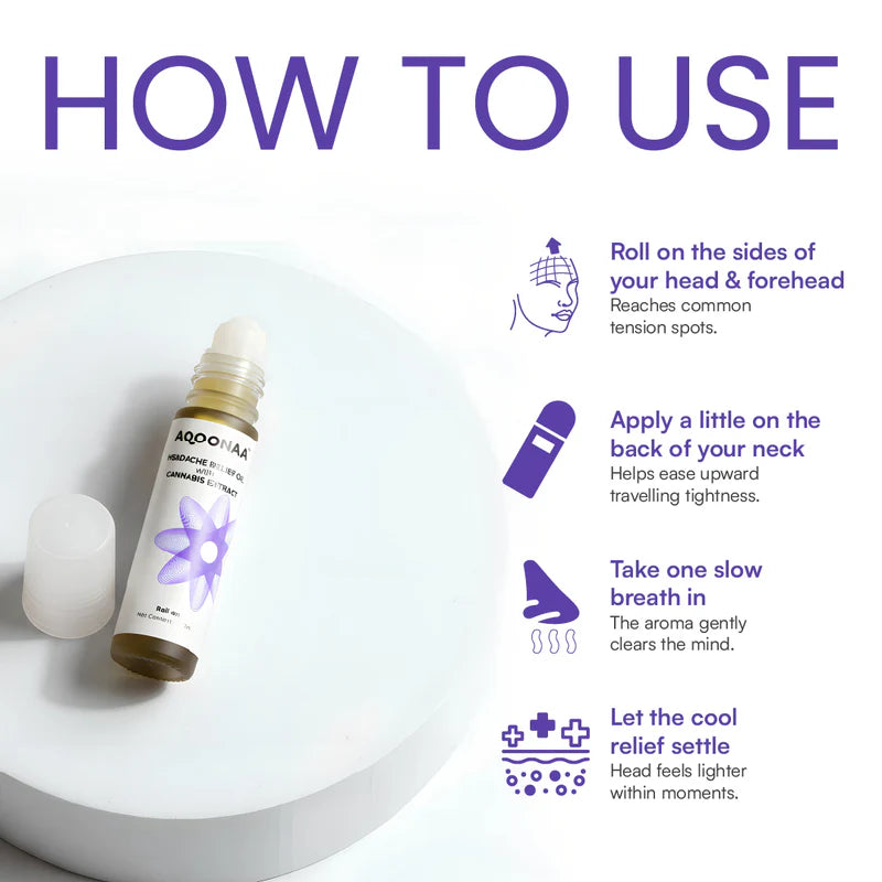 Headache Relief Roll-On | Hemp Seed Oil, Camphor & Clove Oil (7ml)