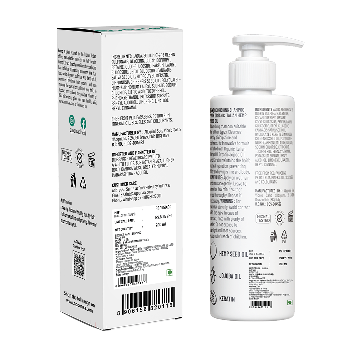 Shampoo with Organic Italian Hemp Oil
