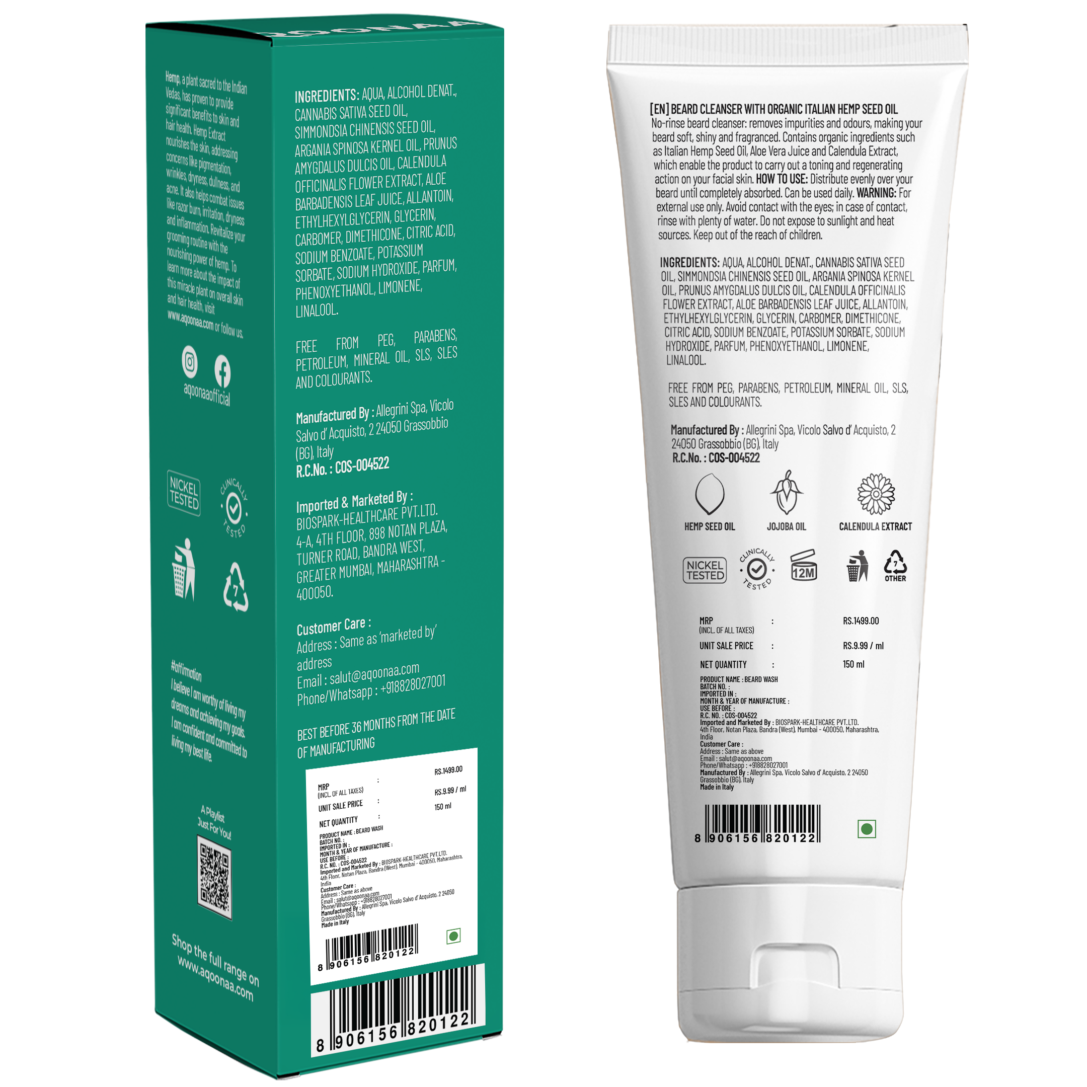 Beard Wash with Organic Italian Hemp Oil